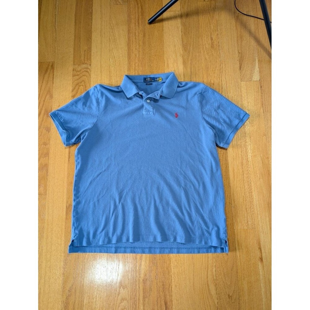Polo Ralph Lauren Mens XL Blue Classic Fit Pique Polo Shirt Red Pony Cotton